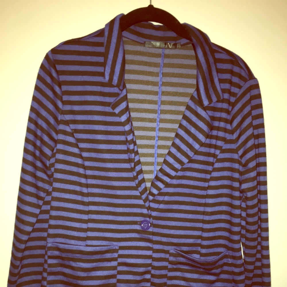 Blue and Black striped blazer women LRG